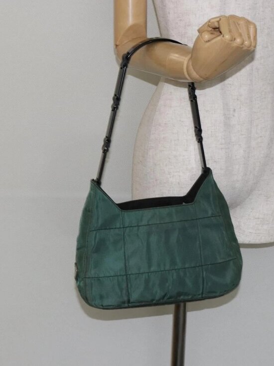 PRADA Quilted Chain Shoulder Bag Nylon plastic Green Auth - Picture 1 of 16